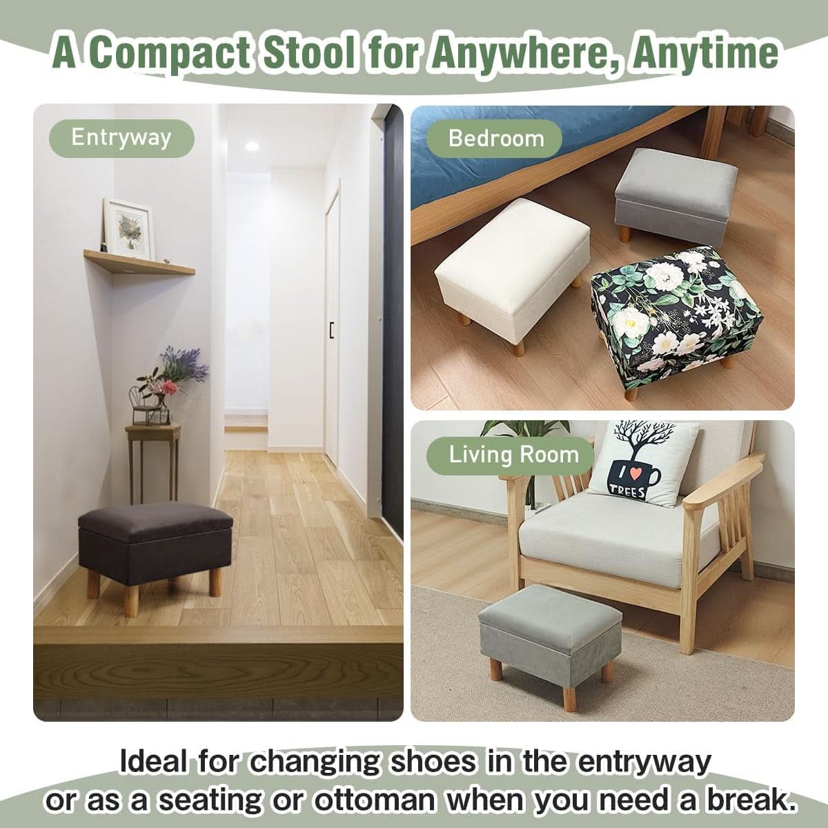 Multifunctional storage ottoman with hidden lid neutral fabric cushioned footrest for living room organization — view 5