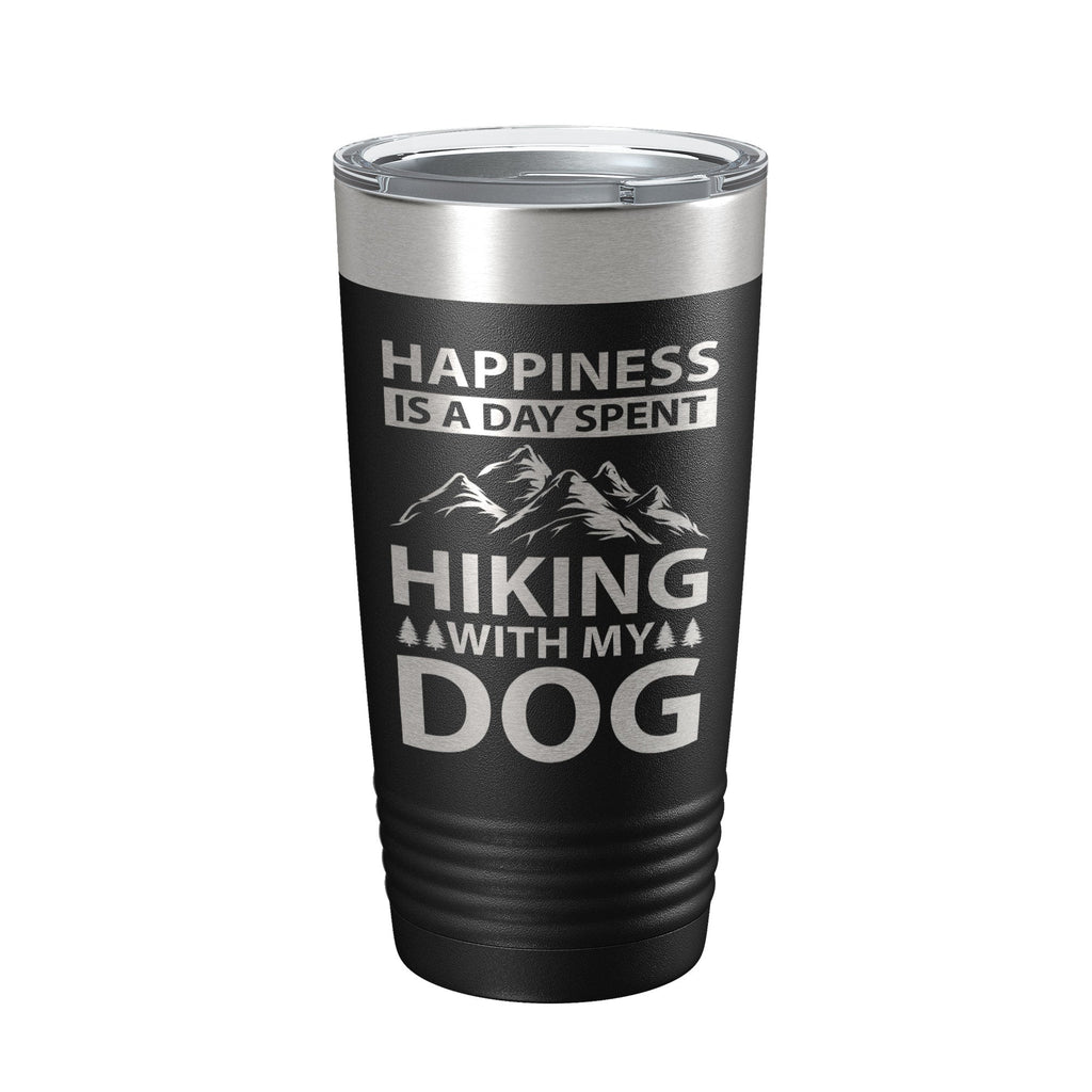 Dog lover 20oz stainless steel travel tumbler with laser engraved hiking quote and clear lid