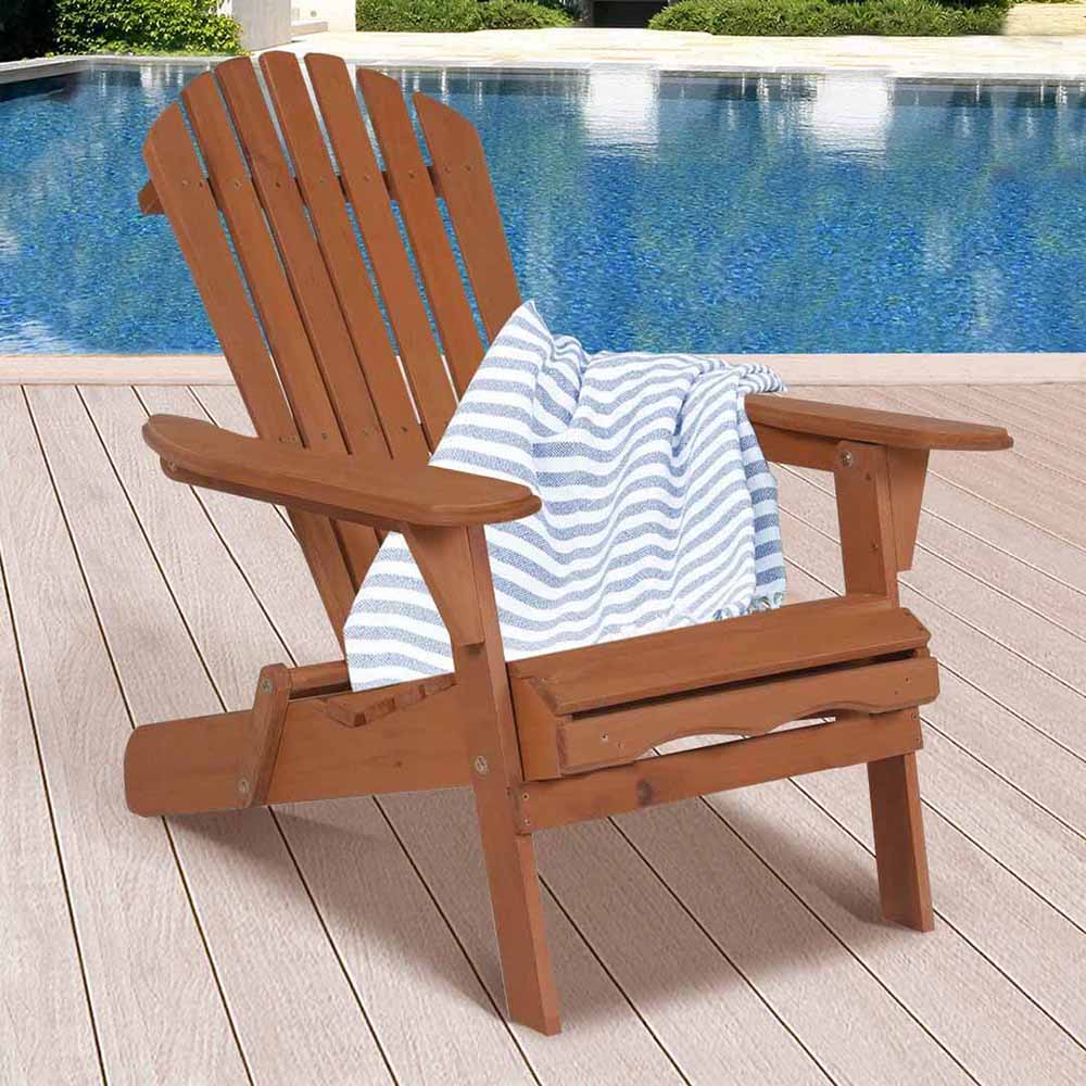 Wooden folding garden chair in natural finish for outdoor patio and indoor terrace seating. — view 4