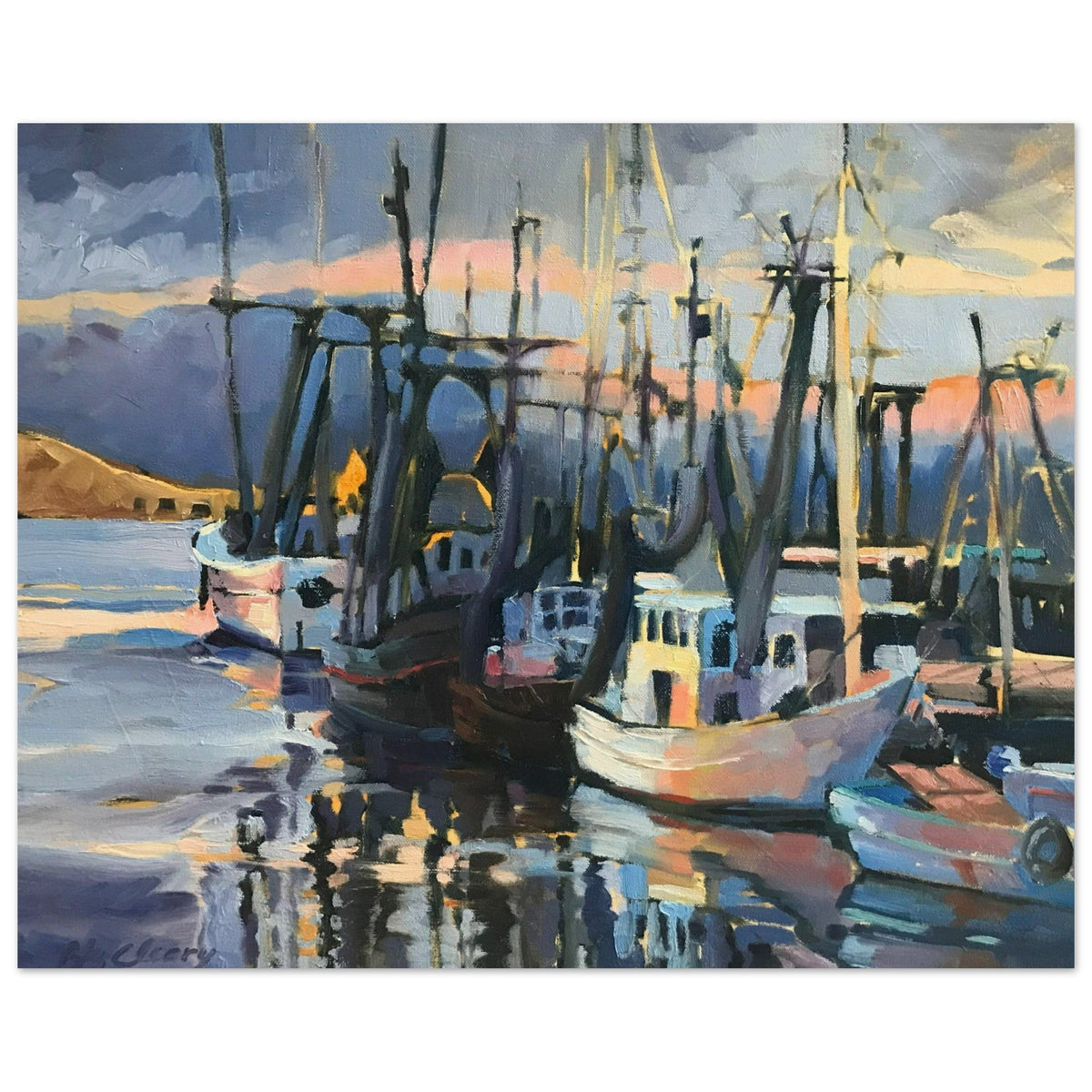 'Midnight Fleet' Coastal I 16x20 Museum-Quality Matte Paper Poster | Original Artwork by American Artist Barbara Cleary-4