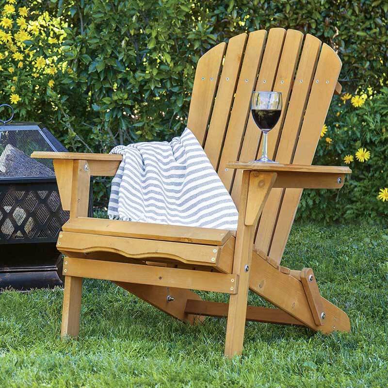 Wooden folding garden chair in natural finish for outdoor patio and indoor terrace seating. — view 3