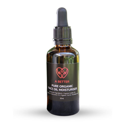 Amber glass 50mL bottle of pure organic face oil moisturiser for natural skincare — view 2