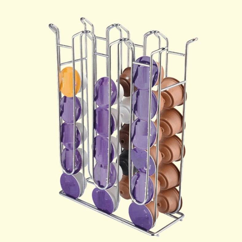 Coffee capsule rack in sleek iron wire, organizing espresso pods on a modern kitchen desktop. — view 5