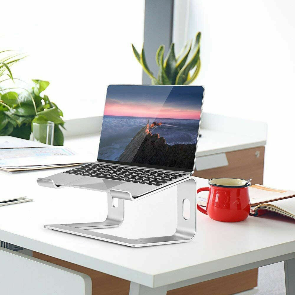 Silver aluminium ventilated laptop desk stand with anti-slip silicone pads and ergonomic design — view 5