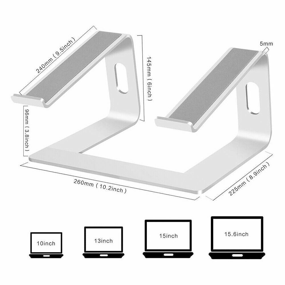 Silver aluminium ventilated laptop desk stand with anti-slip silicone pads and ergonomic design — view 3