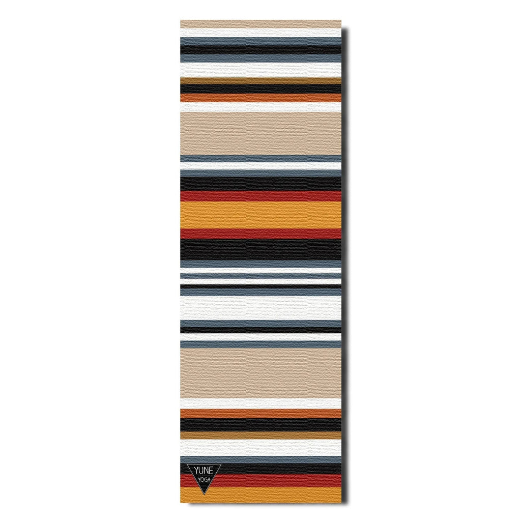 Multi-color striped eco-friendly 6mm thick yoga mat unrolled for studio workout or home fitness — view 2