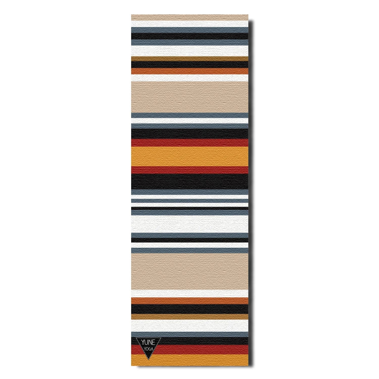 Multi-color striped eco-friendly 6mm thick yoga mat unrolled for studio workout or home fitness — view 2