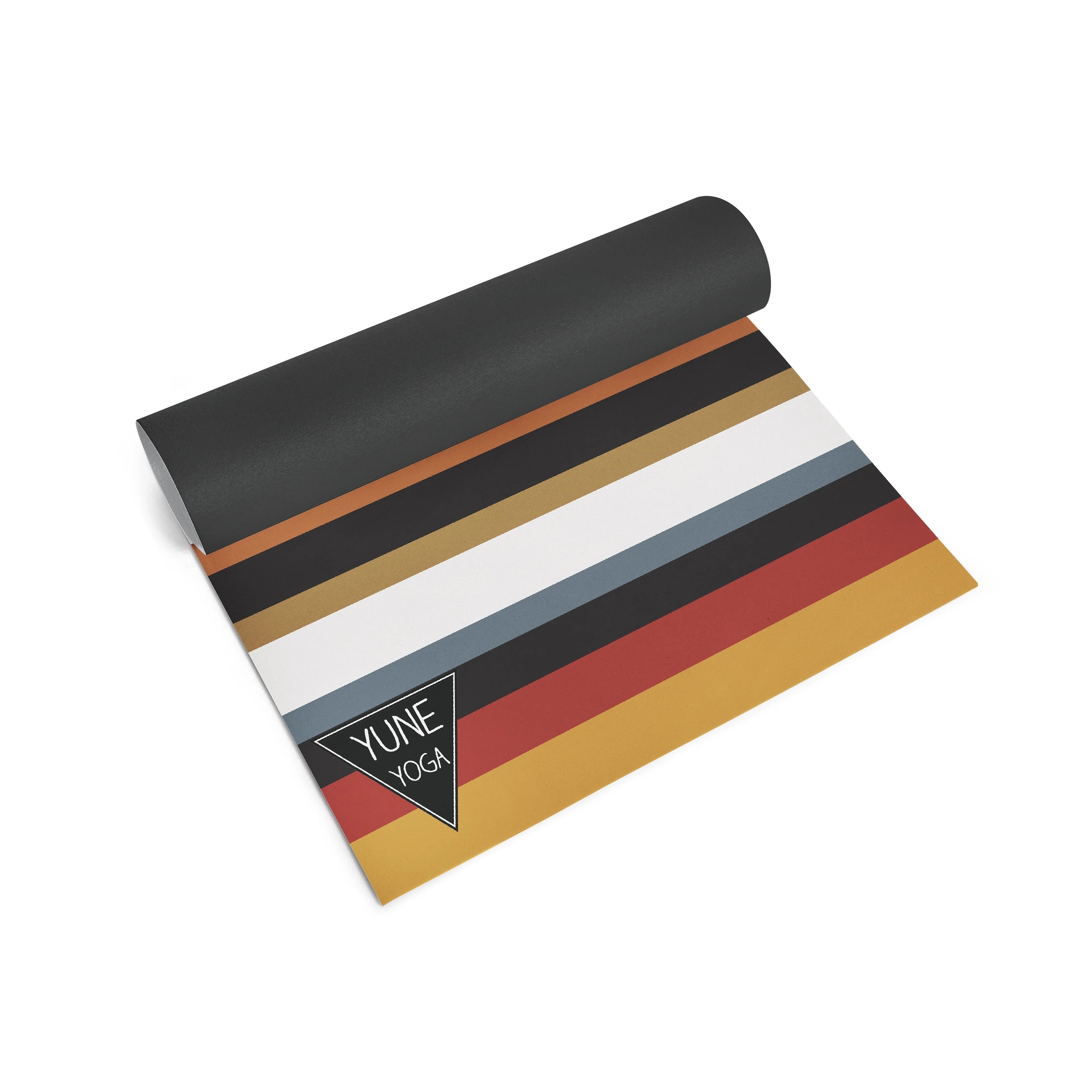 Multi-color striped eco-friendly 6mm thick yoga mat unrolled for studio workout or home fitness — view 3