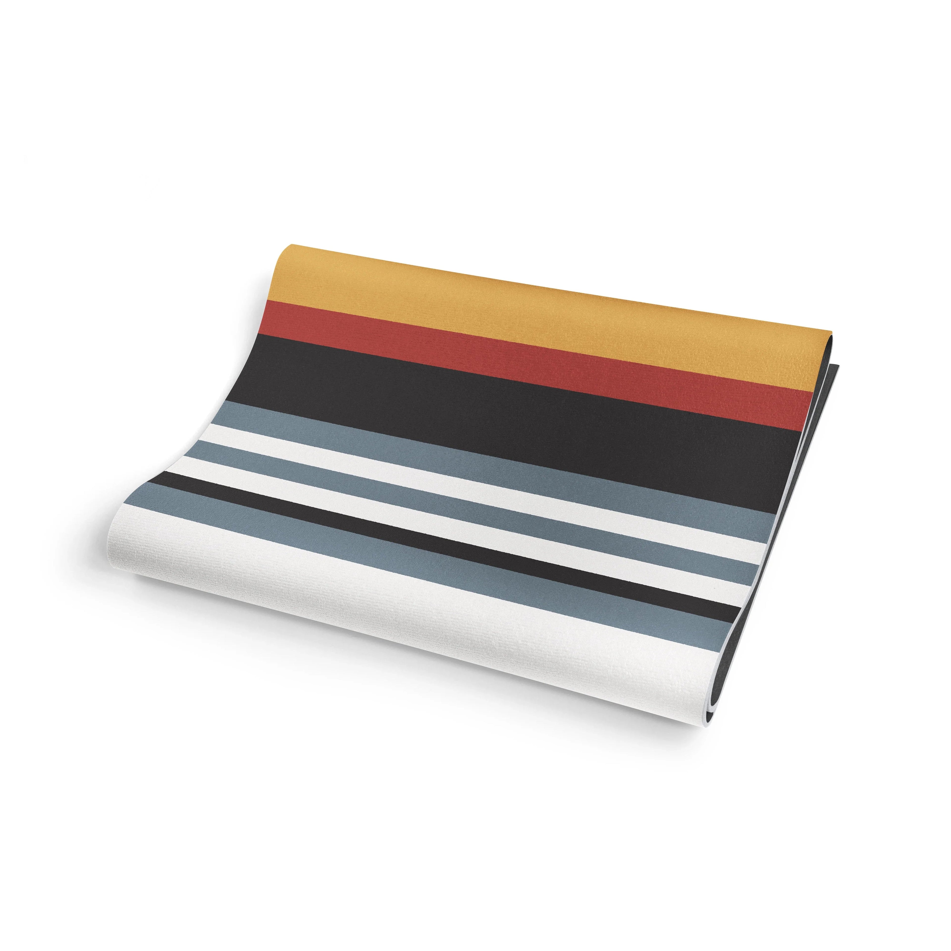 Multi-color striped eco-friendly 6mm thick yoga mat unrolled for studio workout or home fitness — view 4