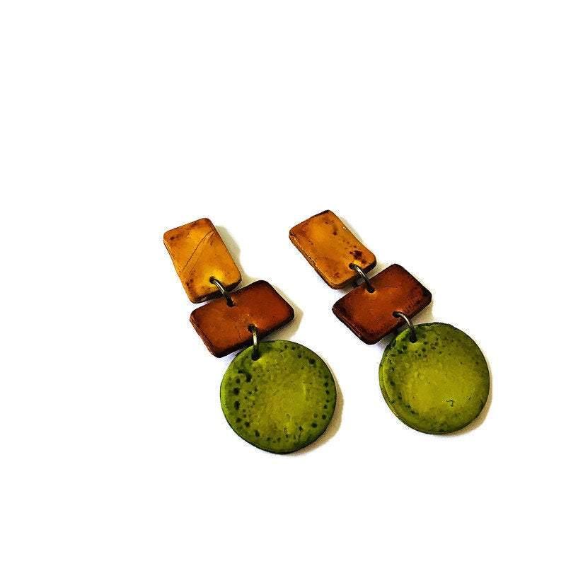 Fall Jewelry Set with Bold Chunky Statement Necklace & Long Geometric Earrings-4