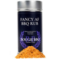 Fancy AF BBQ Rub tin featuring gourmet truffle and habanero artisanal seasoning blend