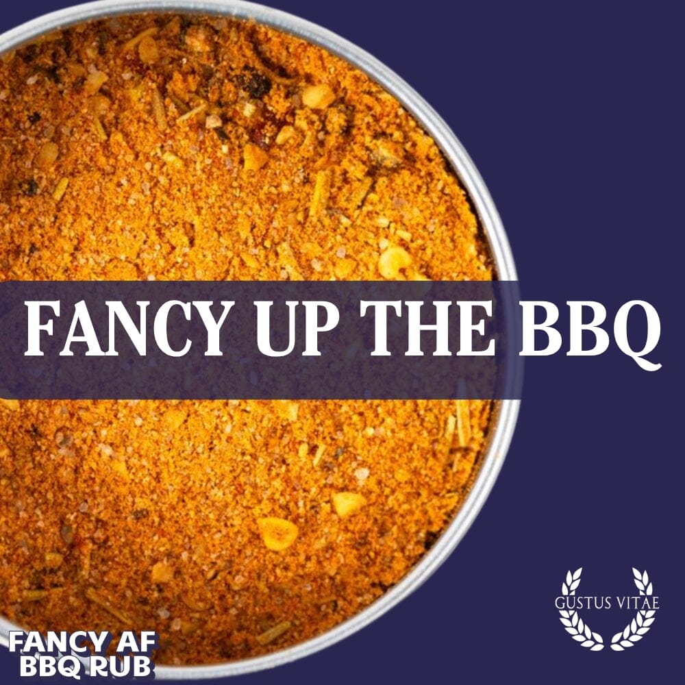 Fancy AF BBQ Rub tin featuring gourmet truffle and habanero artisanal seasoning blend — view 2