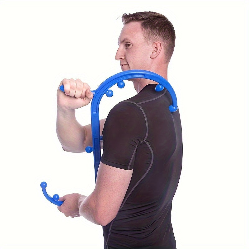Blue lead-free S-shaped self-massage stick for deep tissue and trigger point therapy — view 3