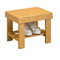 Classic bamboo storage stool, compact wooden square shoe changing bench and organizer.