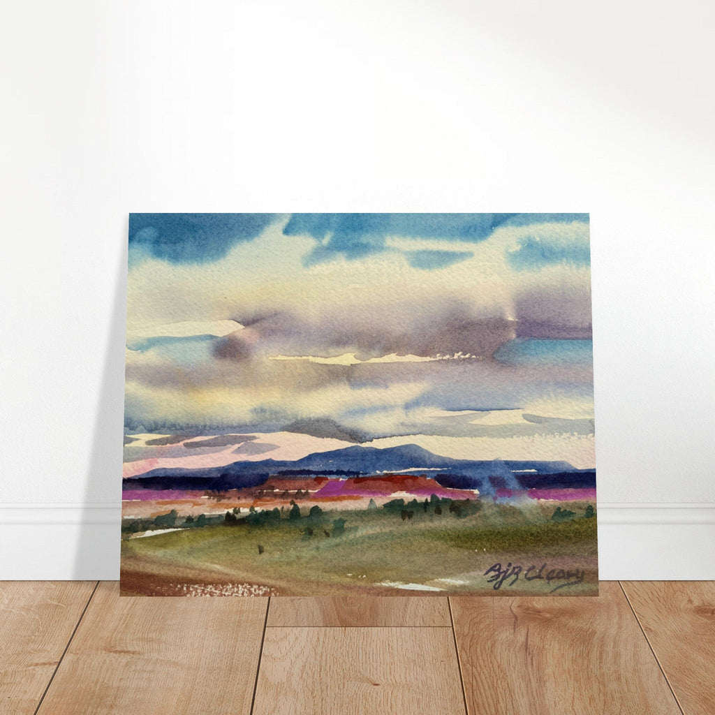‘Tranquil Mountain View 1’ Landscape Watercolor I 16x20 Museum-Quality Matte Paper Poster | Original Artwork by American Artist Barbara Cleary I F96-0