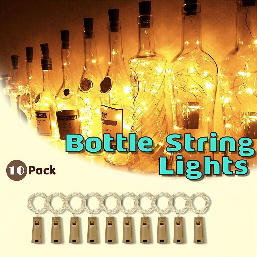 10 pack of copper wire wine bottle fairy lights with attached cork battery stoppers