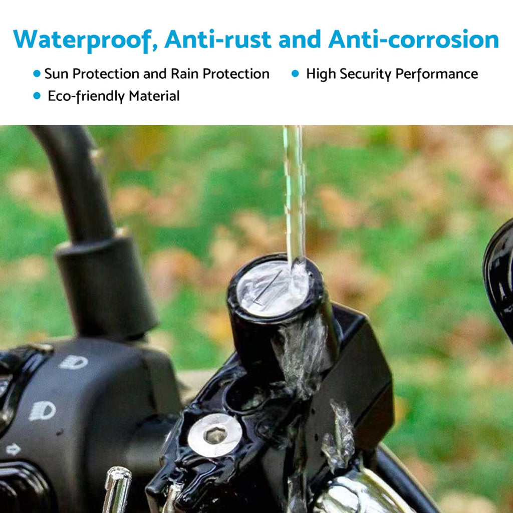 Black metal motorcycle helmet lock with two keys for 22mm and 25mm handlebar frame tubes — view 4