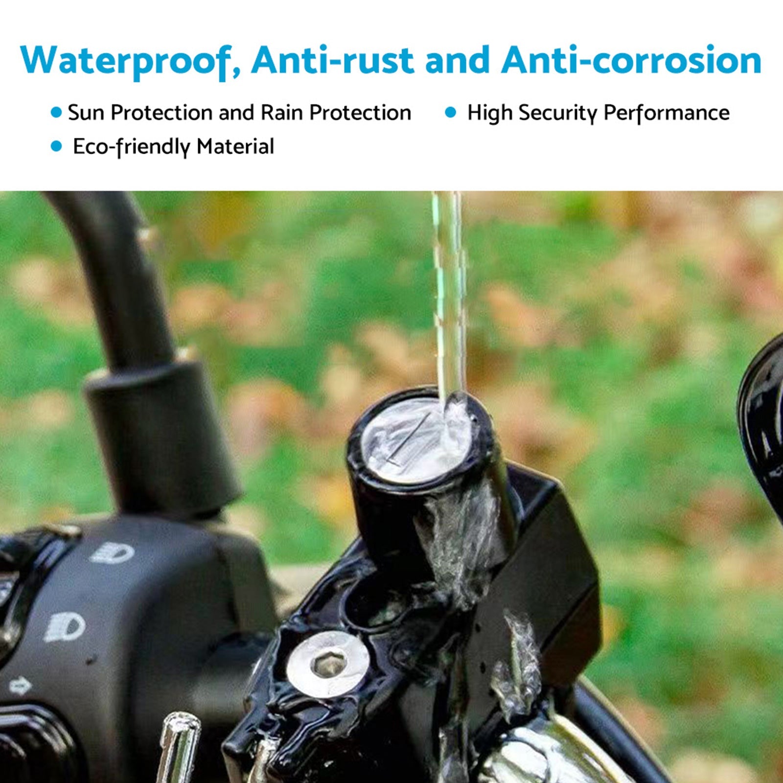 Black metal motorcycle helmet lock with two keys for 22mm and 25mm handlebar frame tubes — view 4