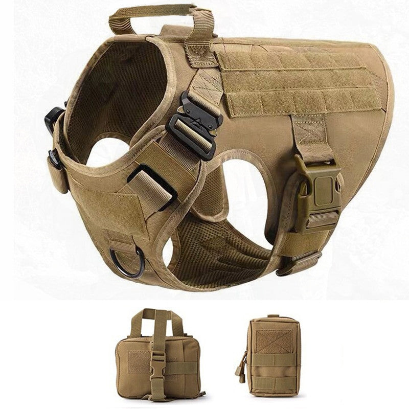 Military tactical dog harness in heavy-duty nylon featuring adjustable straps and a padded vest design — view 20
