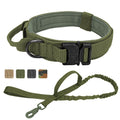 Military tactical dog collar and leash set in durable nylon for medium to large dogs