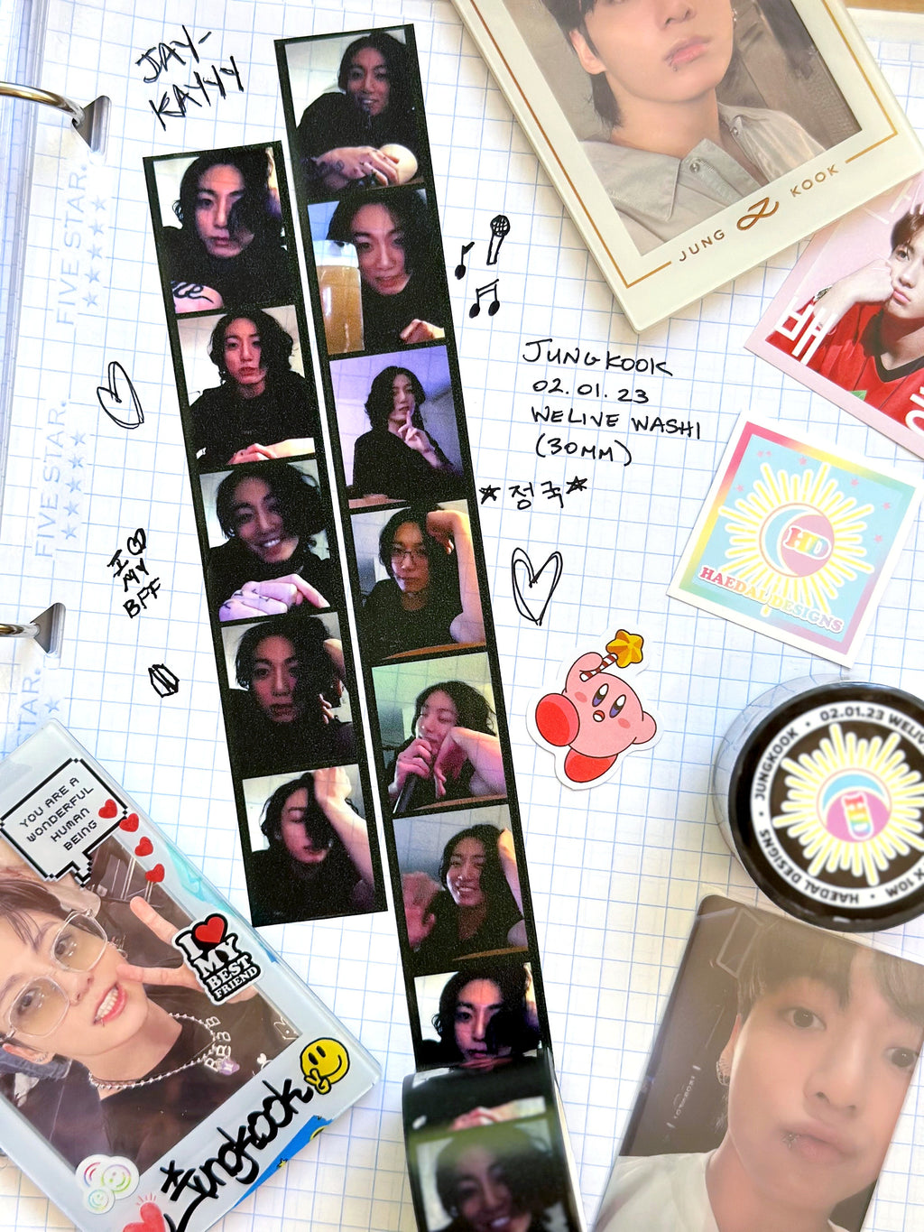 Jungkook WeLive 30mm decorative washi tape roll featuring 11 high-quality printed broadcast images. — view 6