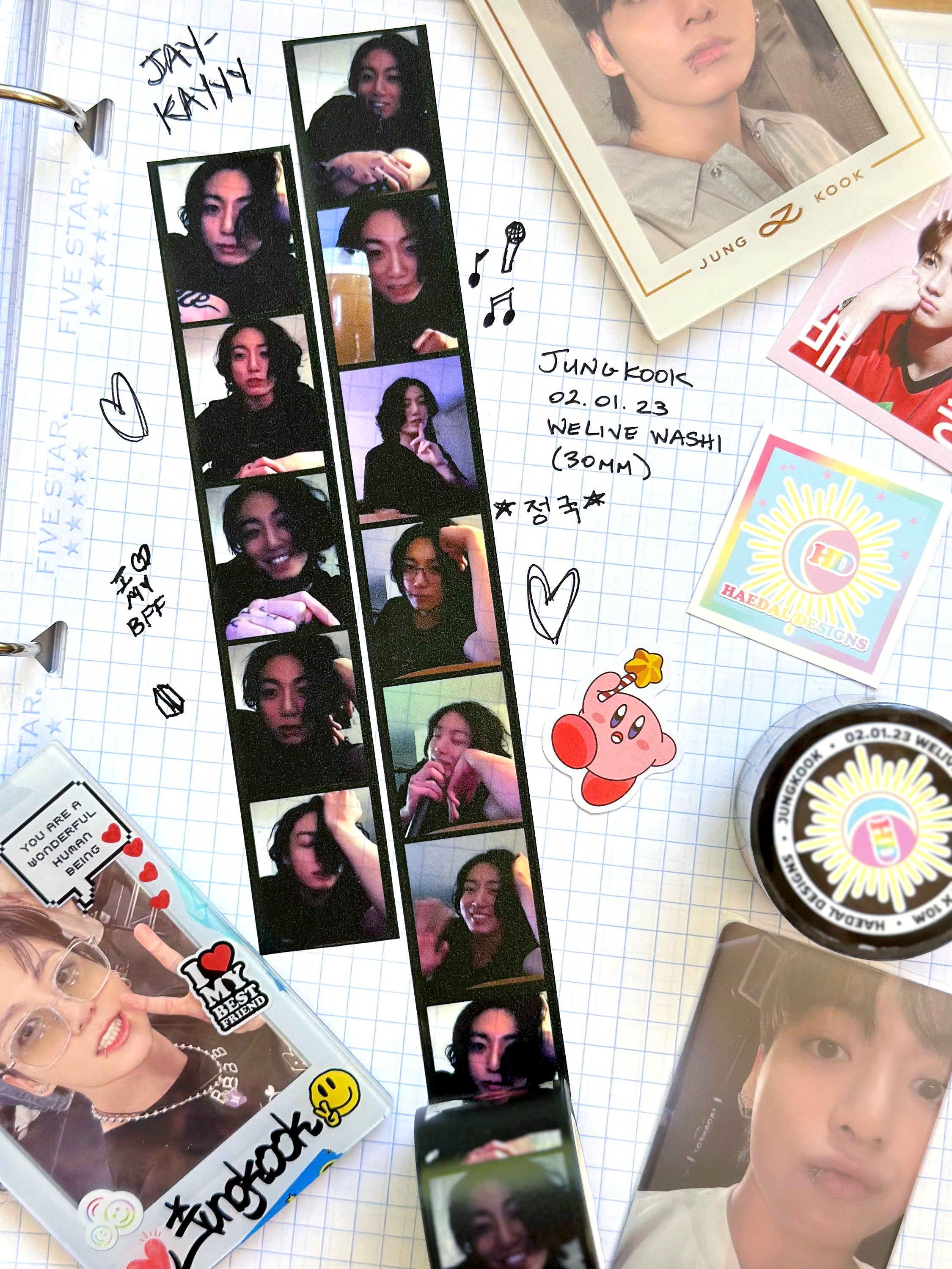 Jungkook WeLive 30mm decorative washi tape roll featuring 11 high-quality printed broadcast images. — view 6