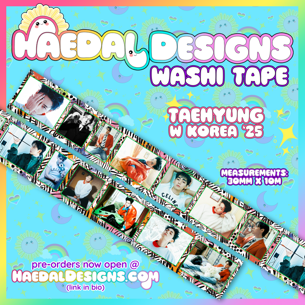 Taehyung W Korea 2025 washi tape roll featuring colorful editorial fashion designs and graffiti borders — view 6