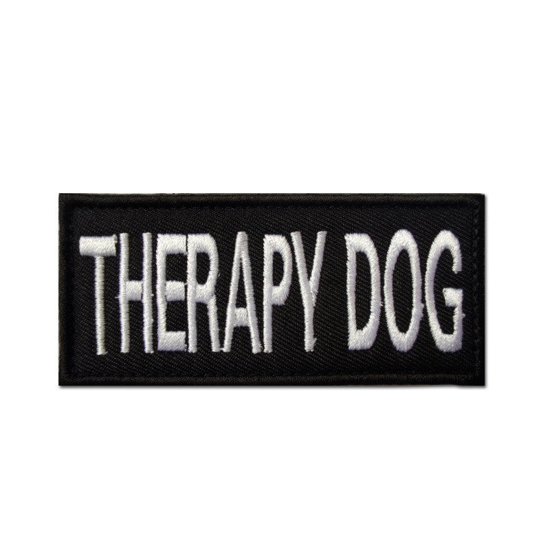 Embroidered rectangular service dog velcro patch with high visibility text for pet carriers and harnesses — view 11