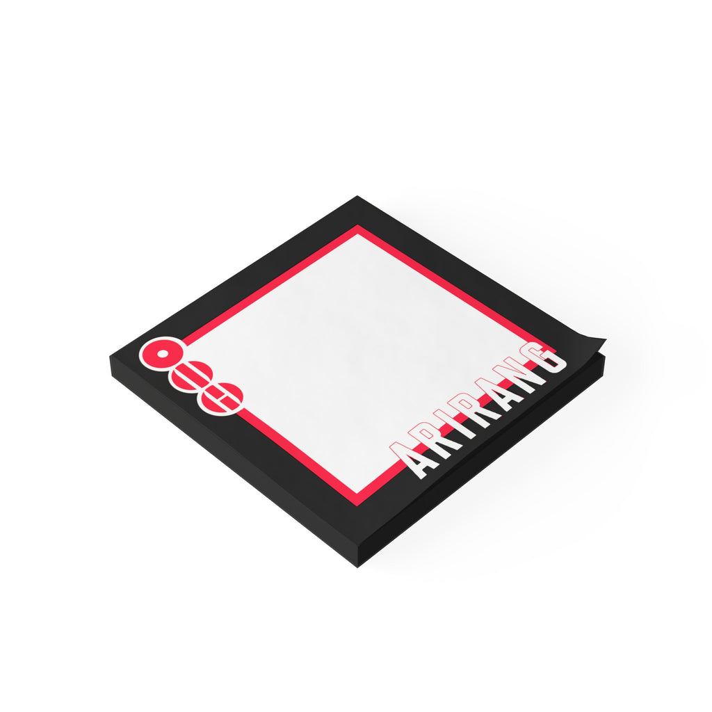 BTS Arirang sticky notes pad featuring bold fan-inspired graphic design with 50 square adhesive sheets. — view 2