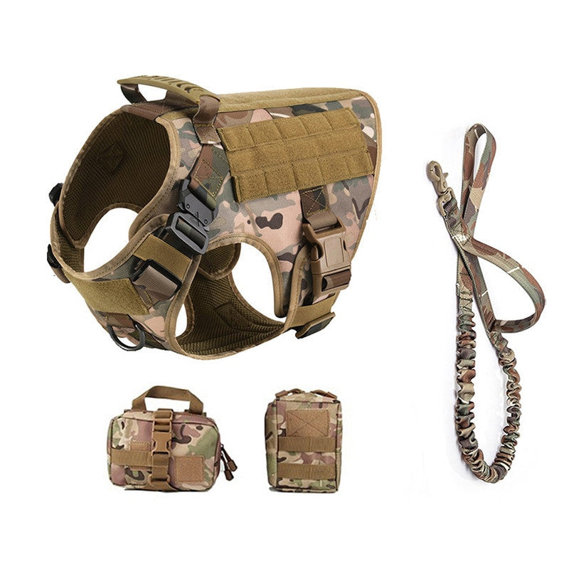 Military tactical dog harness in heavy-duty nylon featuring adjustable straps and a padded vest design — view 23