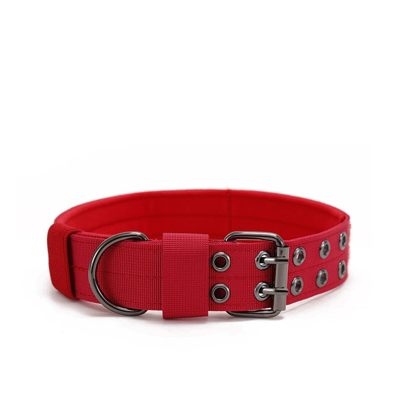 Durable tactical dog collar and leash set in heavy duty nylon with secure metal double buckle — view 10