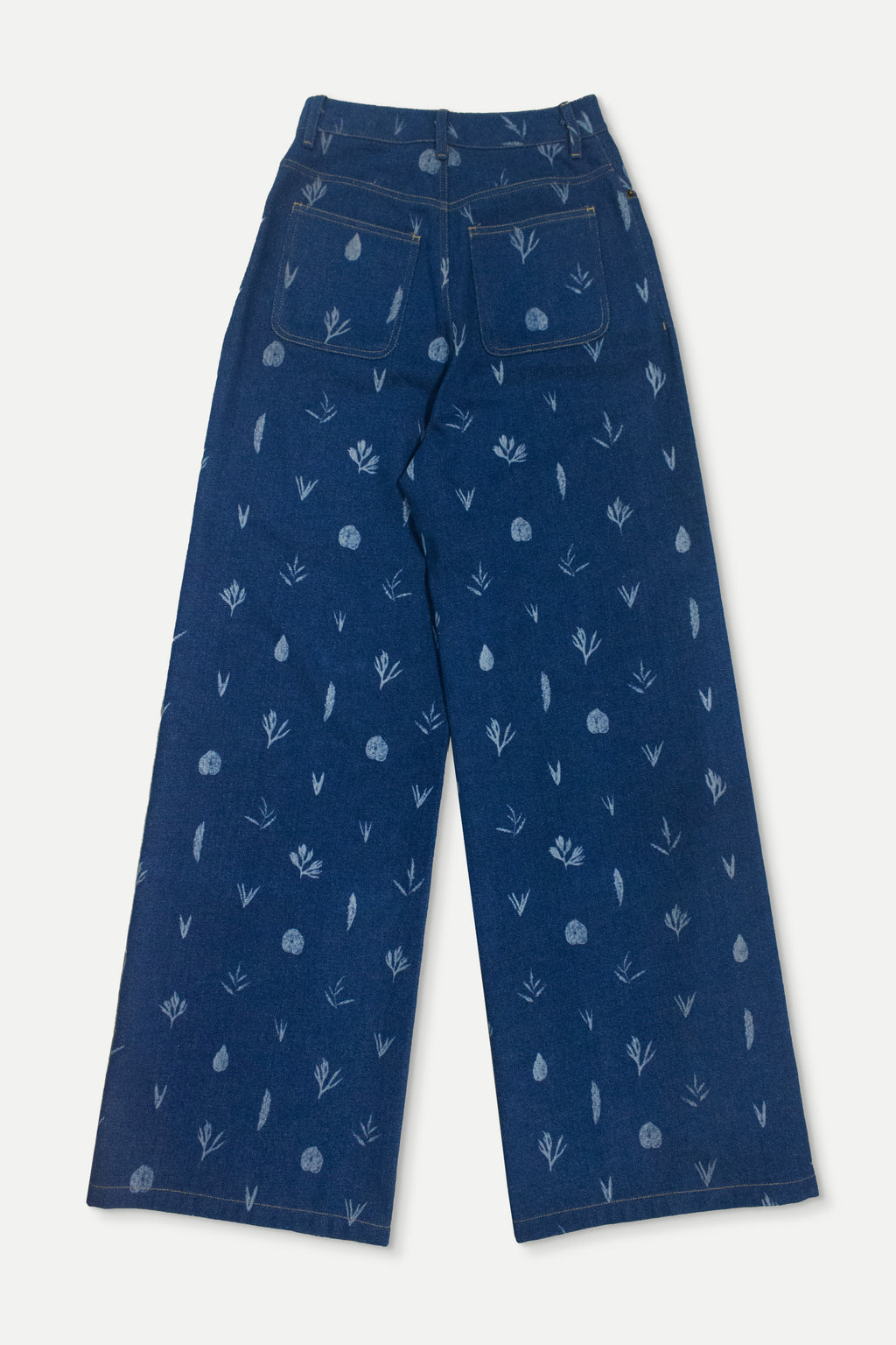 Botanic Print Blue Denim Jeans-1