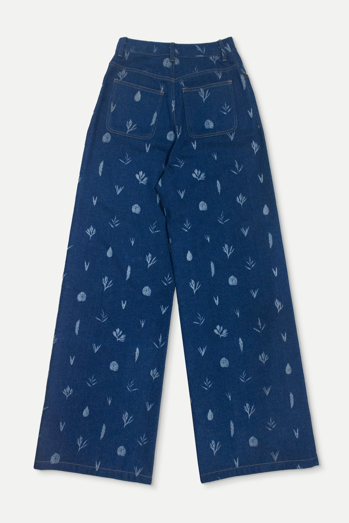 Botanic Print Blue Denim Jeans-1