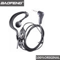 Black two-way radio earpiece headset with microphone and standard Y-port connection wire for hands-free use