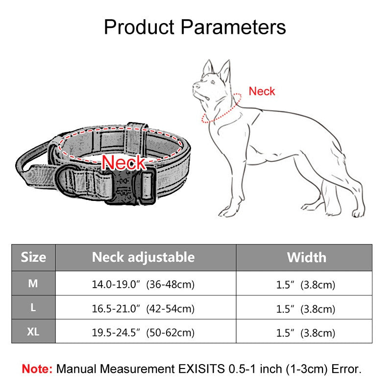 Heavy duty tactical dog collar set made of solid nylon with quick release buckle — view 2