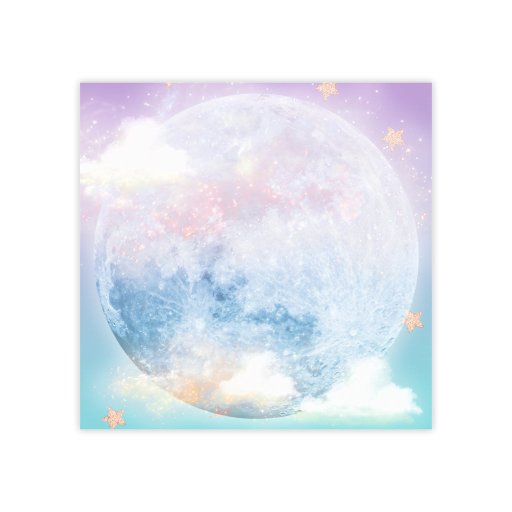 Moonlight Shimmer Sticky Notes featuring a dreamy pastel sky, moon, and fluffy clouds design.
