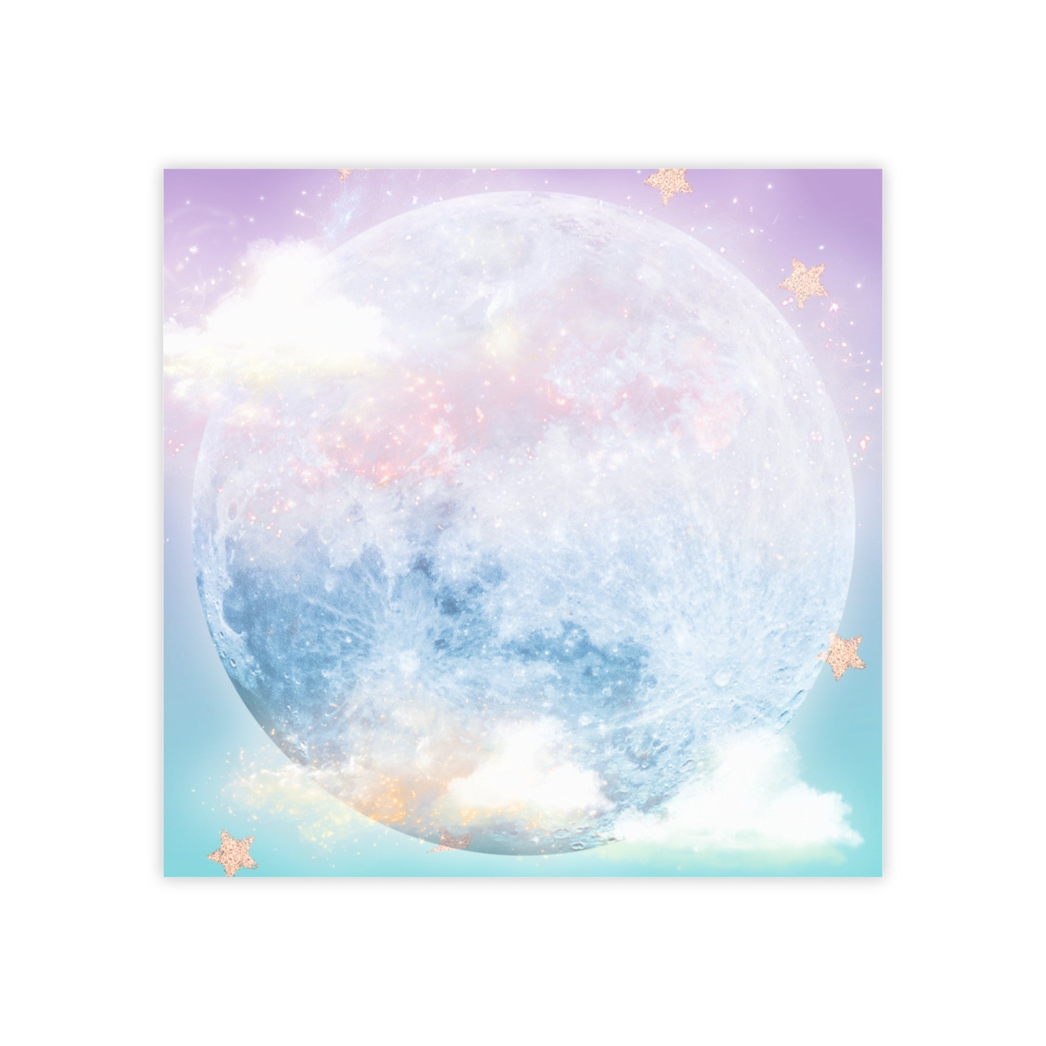 Moonlight Shimmer Sticky Notes featuring a dreamy pastel sky, moon, and fluffy clouds design.