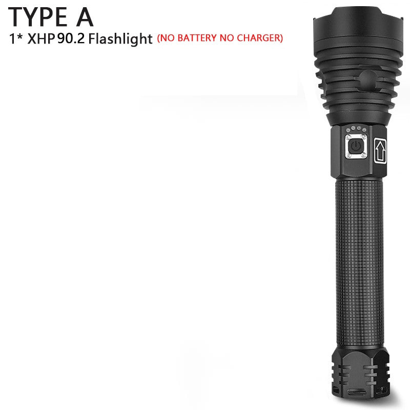 Black aluminum alloy tactical LED flashlight with zoomable lens and waterproof exterior — view 13
