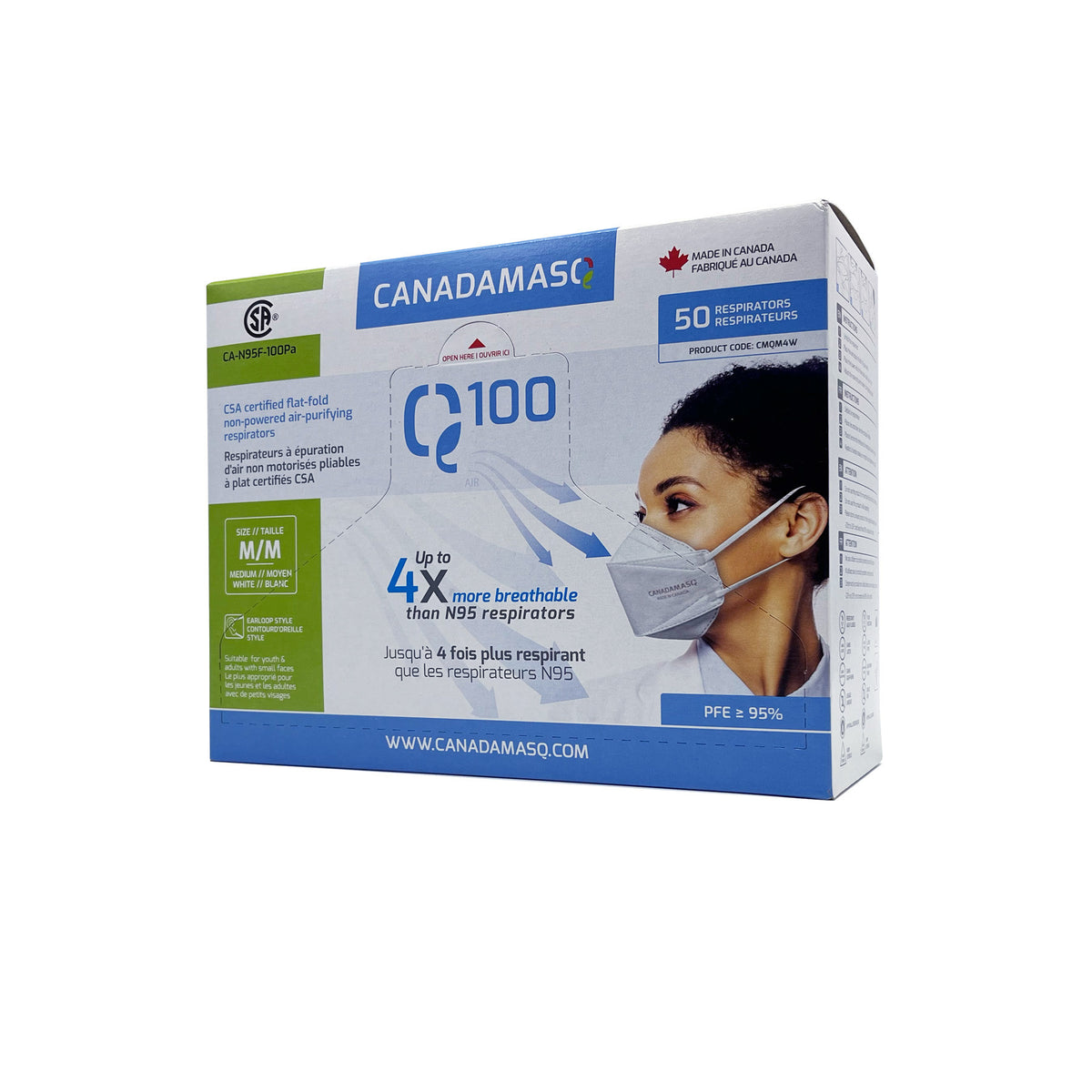 Respirator | CA-N95 Certified | Q100 - White (Box of 50)-3