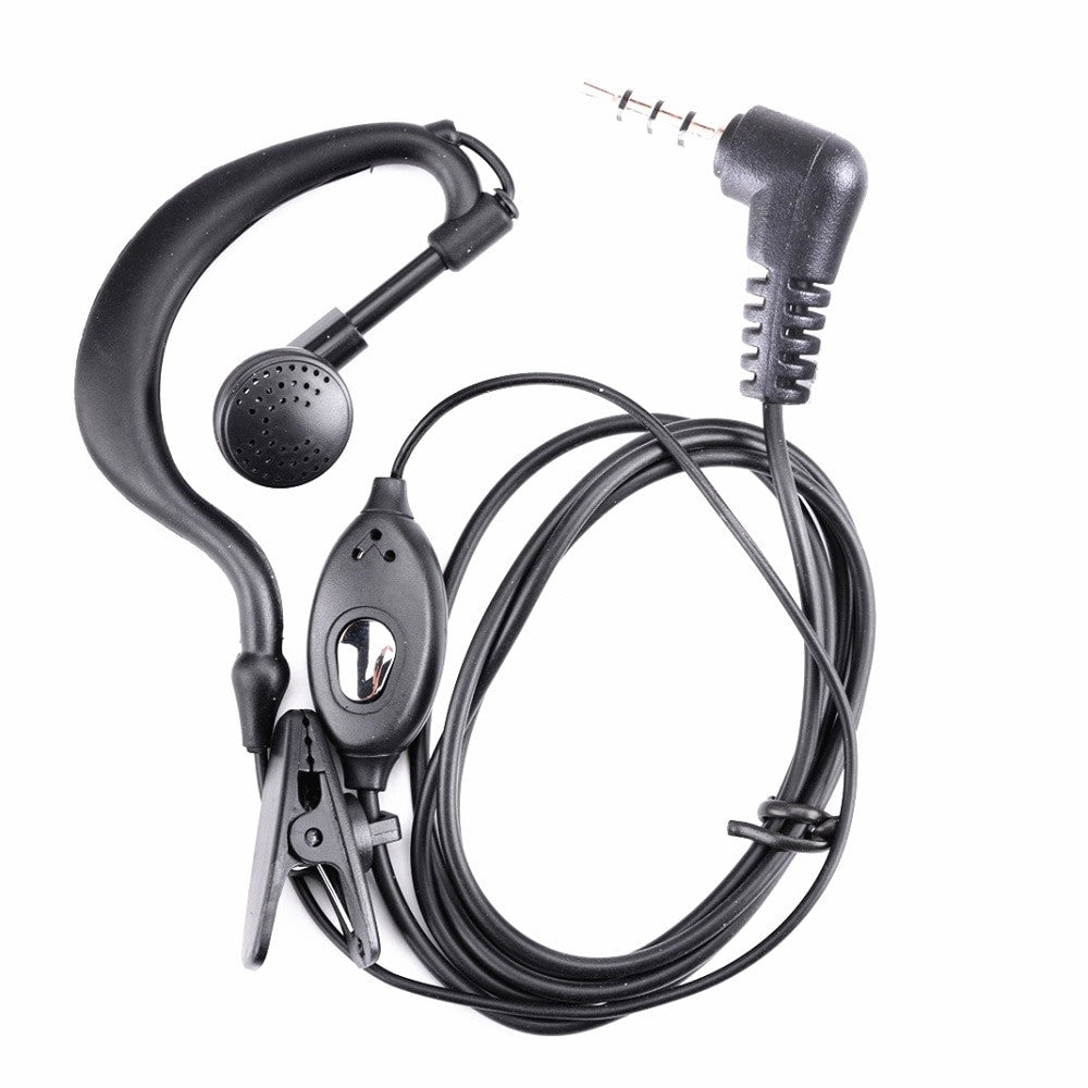 Black two-way radio earpiece headset with microphone and standard Y-port connection wire for hands-free use — view 7