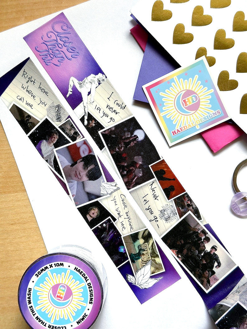 Jimin Closer Than This 30mm decorative washi tape roll featuring vibrant music video graphics — view 6
