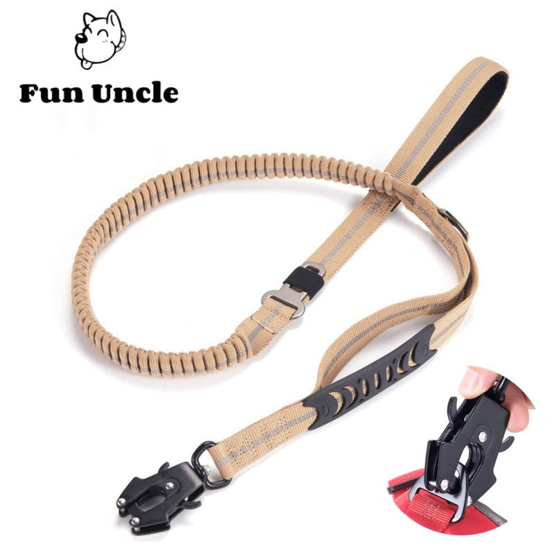 4 in 1 shock absorbing dog leash made of durable nylon with reflective stitching