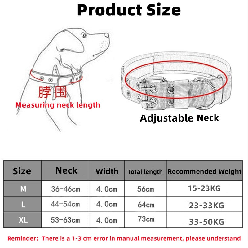 Durable tactical dog collar and leash set in heavy duty nylon with secure metal double buckle — view 3