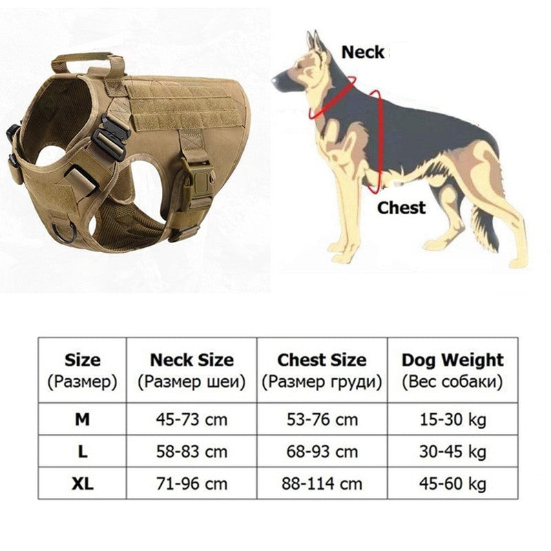 Military tactical dog harness in heavy-duty nylon featuring adjustable straps and a padded vest design — view 5