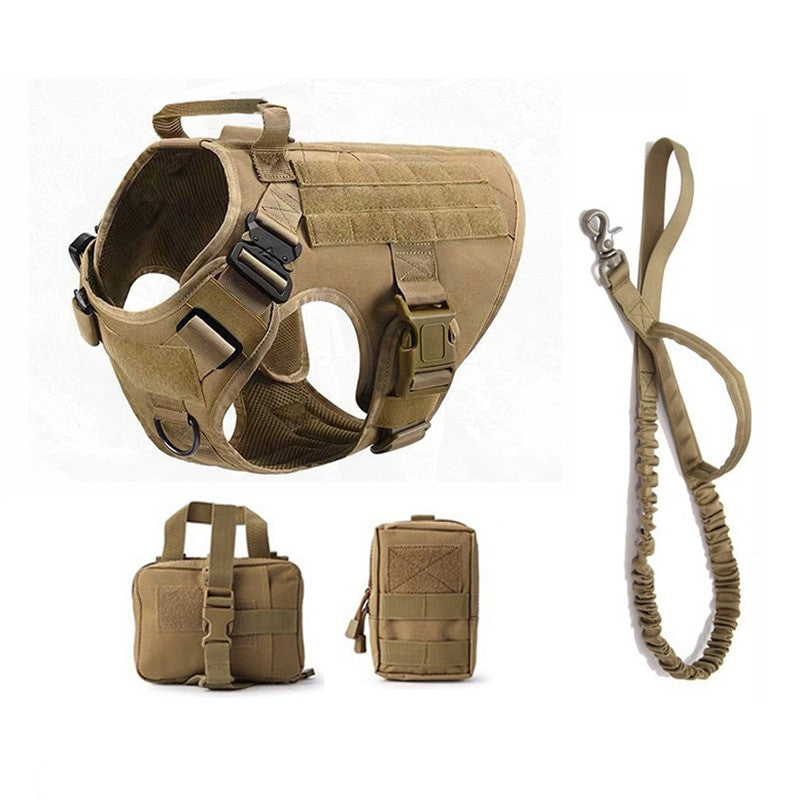 Military tactical dog harness in heavy-duty nylon featuring adjustable straps and a padded vest design — view 25