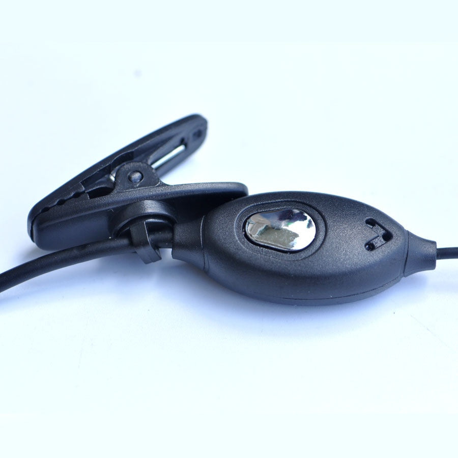 Black 2-pin security earpiece microphone with acoustic tube and push-to-talk button — view 5