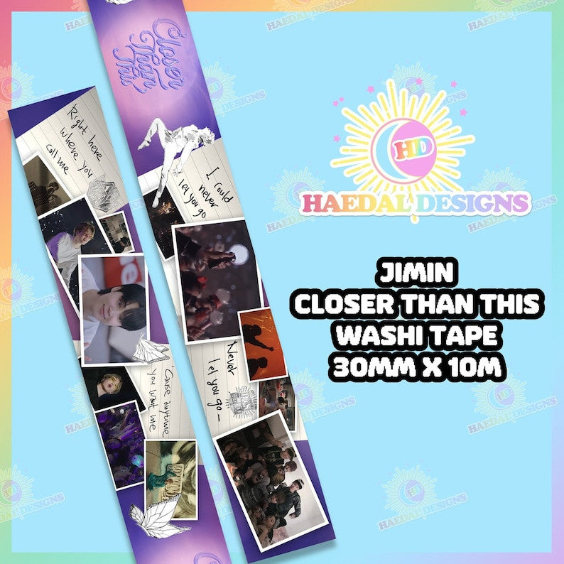 Jimin Closer Than This 30mm decorative washi tape roll featuring vibrant music video graphics — view 7