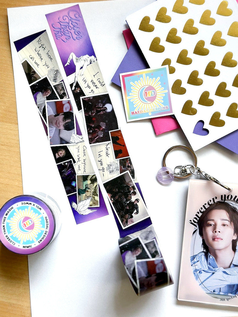 Jimin Closer Than This 30mm decorative washi tape roll featuring vibrant music video graphics — view 5