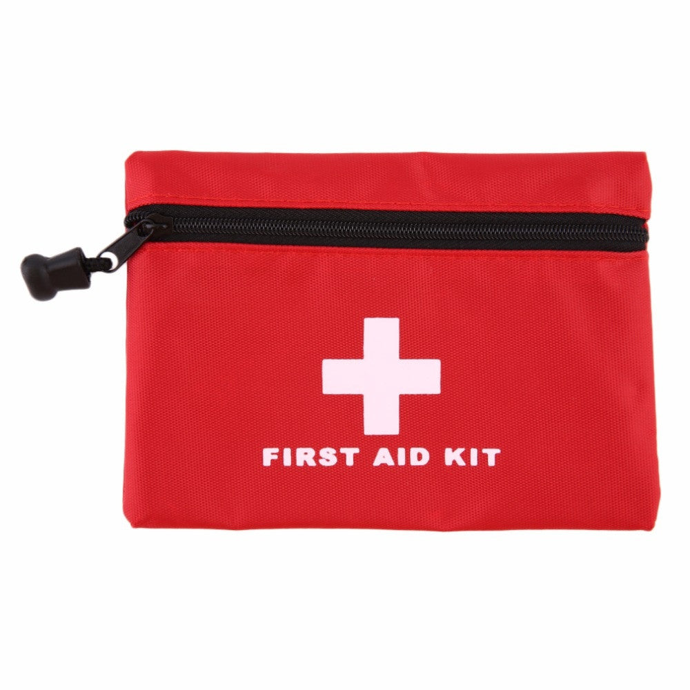 Mini car first aid kit in a compact nylon travel pouch for emergency survival