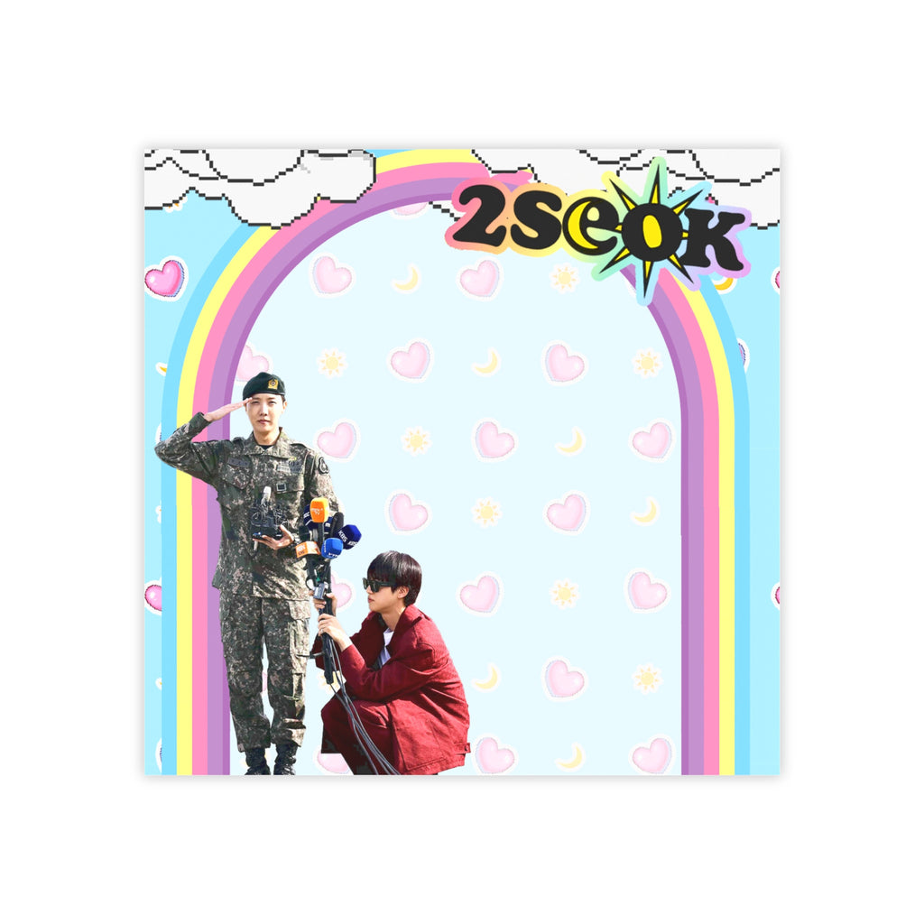 2Seok J-Day Reunion adhesive sticky notes featuring light blue BTS design with rainbows and clouds